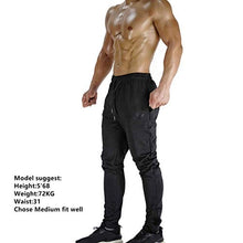 Load image into Gallery viewer, BROKIG Mens Zip Jogger Pants - Casual Gym Fitness Trousers Comfortable Tracksuit Slim Fit Bottoms Sweat Pants with Pockets (Black)

