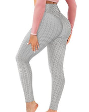 Load image into Gallery viewer, AIMILIA Butt Lifting Anti Cellulite Leggings for Women High Waisted Yoga Pants Workout Tummy Control Sport Tights Gray
