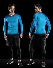 Load image into Gallery viewer, ATHLIO Men's UPF 50+ Long Sleeve Compression Shirts, Water Sports Rash Guard Base Layer, Athletic Workout Shirt, 3pack Navy/Blue/Sky
