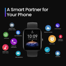 Load image into Gallery viewer, Amazfit Bip 3 Smart Watch for Android iPhone, Health Fitness Tracker with 1.69" Large Display,14-Day Battery Life, 60+ Sports Modes, Blood Oxygen Heart Rate Monitor, 5 ATM Water-Resistant (Black)
