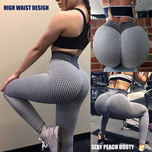 Load image into Gallery viewer, AIMILIA Textured Anti Cellulite Leggings for Women High Waisted Yoga Pants Workout Tummy Control Sport Tights - Y-tight-Grey
