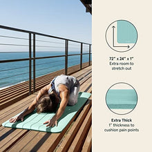 Load image into Gallery viewer, Retrospec Solana Yoga Mat 1" Thick w/Nylon Strap for Men &amp; Women - Non Slip Exercise Mat for Home Yoga, Pilates, Stretching, Floor &amp; Fitness Workouts - Blue Lagoon
