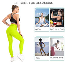 Load image into Gallery viewer, AIMILIA Textured Anti Cellulite Leggings for Women High Waisted Yoga Pants Workout Tummy Control Sport Tights Yellow
