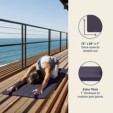 Load image into Gallery viewer, Retrospec Solana Yoga Mat 1" Thick w/Nylon Strap for Men &amp; Women - Non Slip Exercise Mat for Home Yoga, Pilates, Stretching, Floor &amp; Fitness Workouts - Eggplant
