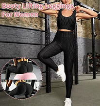 Load image into Gallery viewer, Murandick Textured Leggings for Women Scrunch High Waist Textured Yoga Workout Pants - Black
