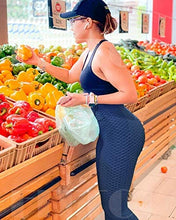 Load image into Gallery viewer, FITTOO Women's High Waist Textured Yoga Pants Tummy Control Scrunched Booty Capri Leggings Workout Running Butt Lift Textured Tights Navy
