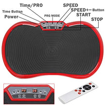 Load image into Gallery viewer, SUPER DEAL Pro Vibration Plate Exercise Machine - Whole Body Workout Vibration Fitness Platform Fit Massage Workout Trainer w/Loop Bands + Bluetooth + Remote, 99 Levels (Red)
