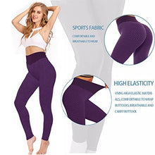 Load image into Gallery viewer, AIMILIA Textured Anti Cellulite Leggings for Women High Waisted Yoga Pants Workout Tummy Control Sport Tights Y-tight-purple
