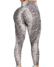 Load image into Gallery viewer, FITTOO Women's High Waist Textured Yoga Pants Tummy Control Scrunched Booty Leggings Workout Running Butt Lift Bubble Textured Tights Snake Printed

