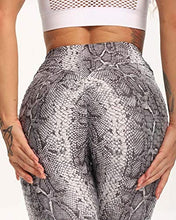 Load image into Gallery viewer, FITTOO Women's High Waist Textured Yoga Pants Tummy Control Scrunched Booty Leggings Workout Running Butt Lift Bubble Textured Tights Snake Printed
