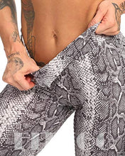 Load image into Gallery viewer, FITTOO Women's High Waist Textured Yoga Pants Tummy Control Scrunched Booty Leggings Workout Running Butt Lift Bubble Textured Tights Snake Printed
