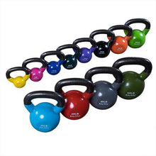 Load image into Gallery viewer, Vinyl Dipped Kettlebell Sets Color Coded Weight Sets 5-50 Pounds - The Home Fitness Corp
