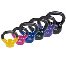 Load image into Gallery viewer, Vinyl Dipped Kettlebell Sets Color Coded Weight Sets 5-50 Pounds - The Home Fitness Corp

